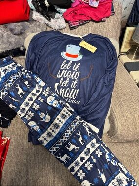 Navy "Let It Snow" Pajama Set